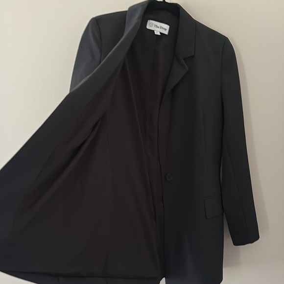 The Drop Women's Blake Long Blazer Jacket Single Button Classic Black Size M - Picture 8 of 13